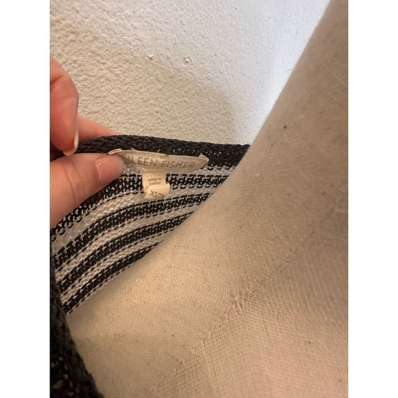 Eileen Fisher Organic Linen Knit Striped Round Neck Tunic, Xsmall B74 - Picture 5 of 6